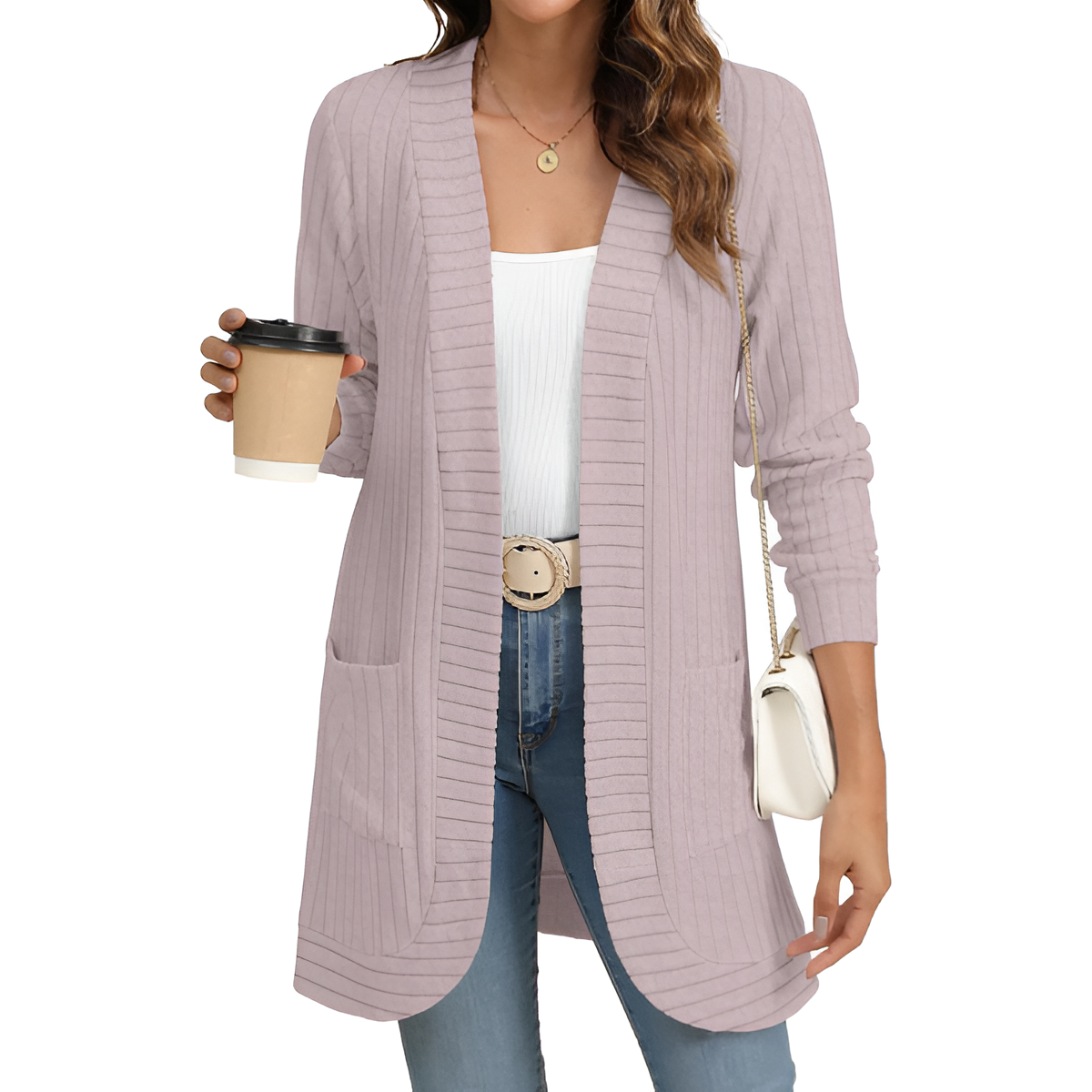 Women Long Sleeve Open Front Cardigan Casual Lightweight Long Cardigans Loose Knit Outwear with Pockets - Image 14