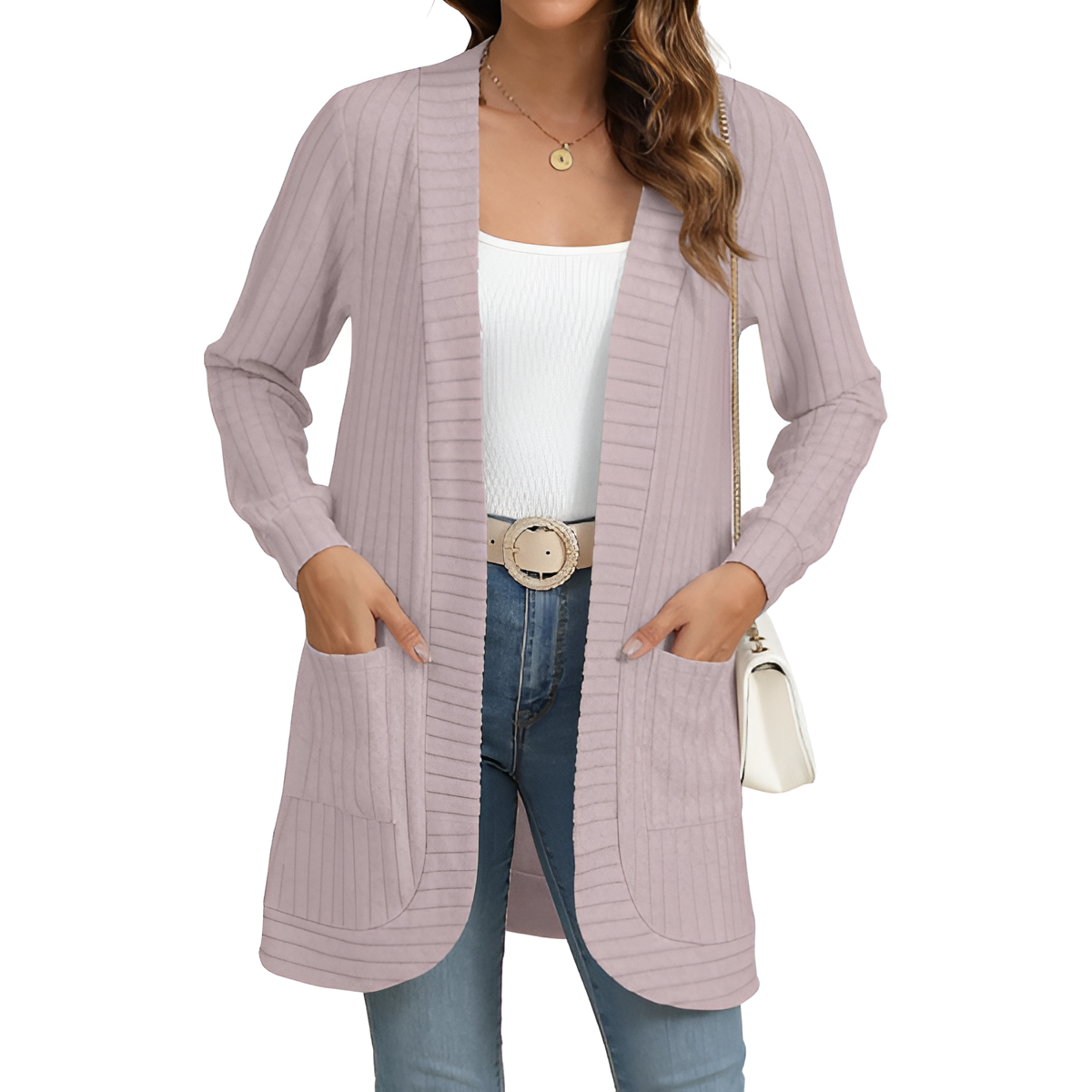Women Long Sleeve Open Front Cardigan Casual Lightweight Long Cardigans Loose Knit Outwear with Pockets - Image 11