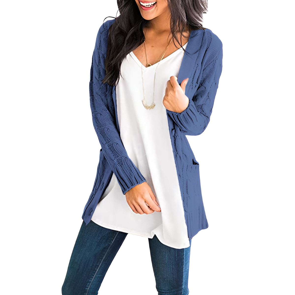 Cable Knit Button Front Open Cardigan - Image 32
