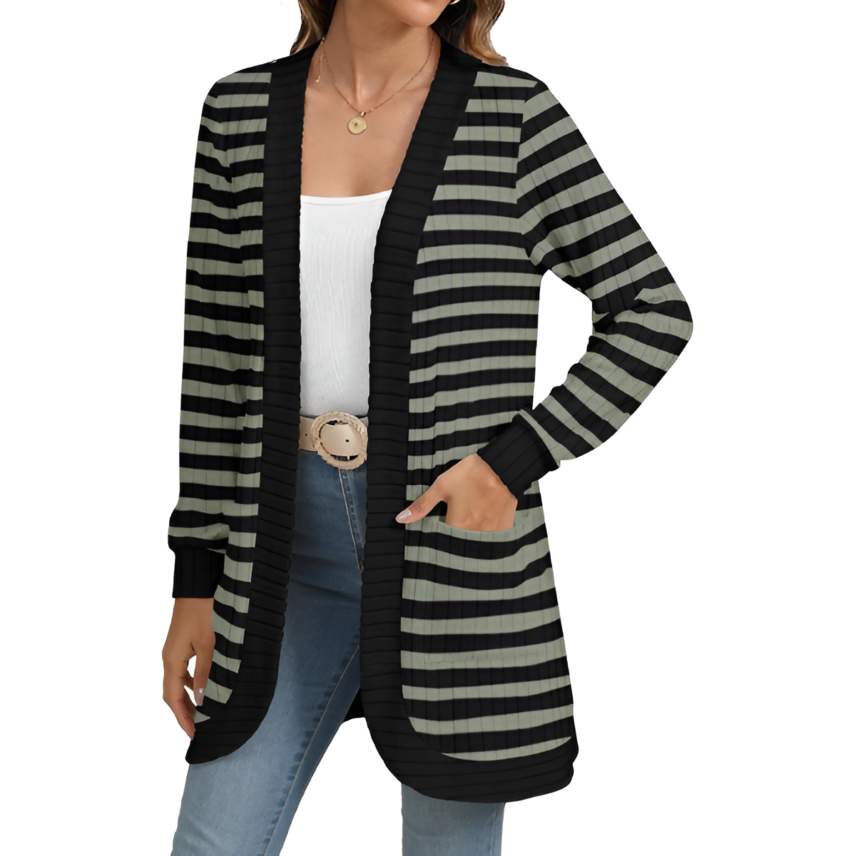 Women Long Sleeve Open Front Cardigan Casual Lightweight Long Cardigans Loose Knit Outwear with Pockets - Image 48