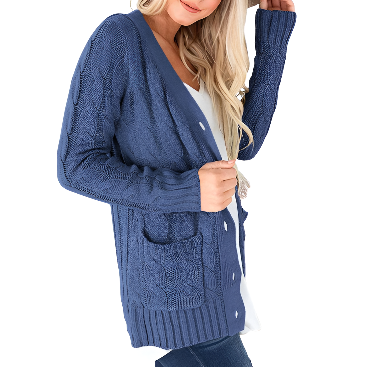 Cable Knit Button Front Open Cardigan - Image 33