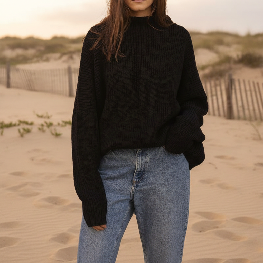 Oversized Chunky Knit Sweater With Batwing Sleeve For Women - Image 22