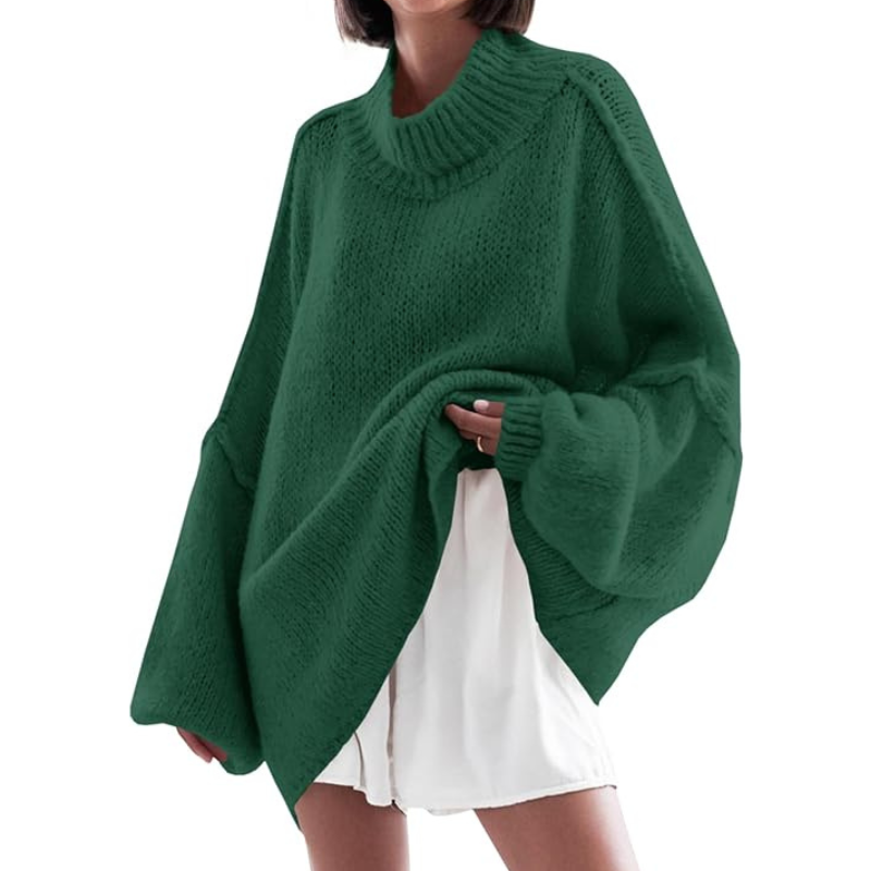 Oversized Ribbed Casual Sweater With Long Batwing Sleeve For Women - Image 15