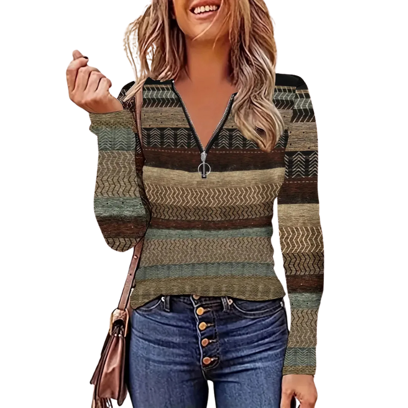 Quarter Zip Patterned Pullover - Image 12