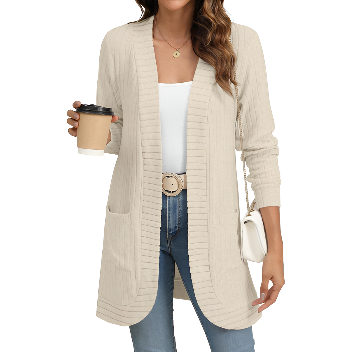 Women Long Sleeve Open Front Cardigan Casual Lightweight Long Cardigans Loose Knit Outwear with Pockets - Image 42