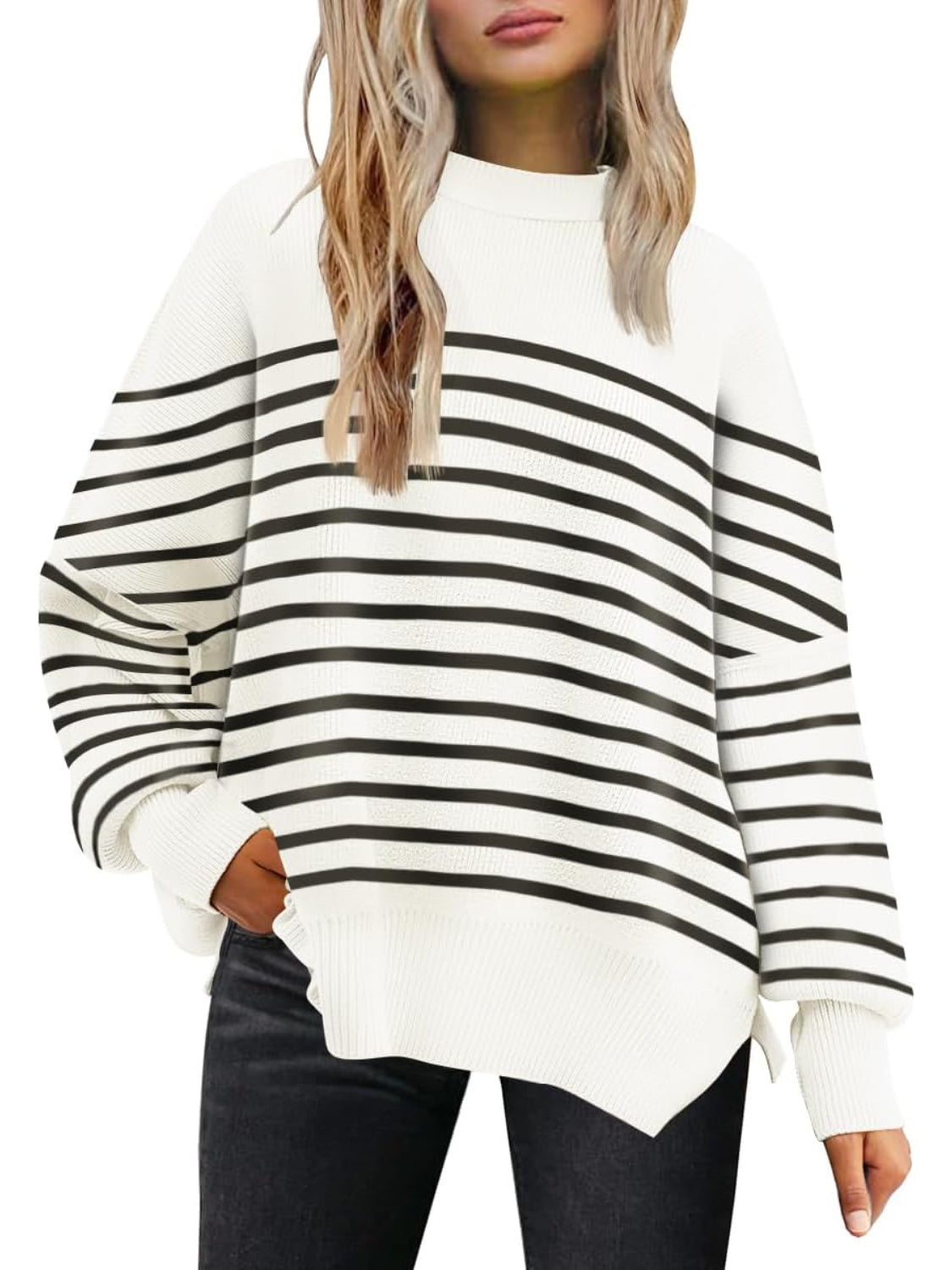 Casual Oversized Batwing Knit Sweater - Image 2