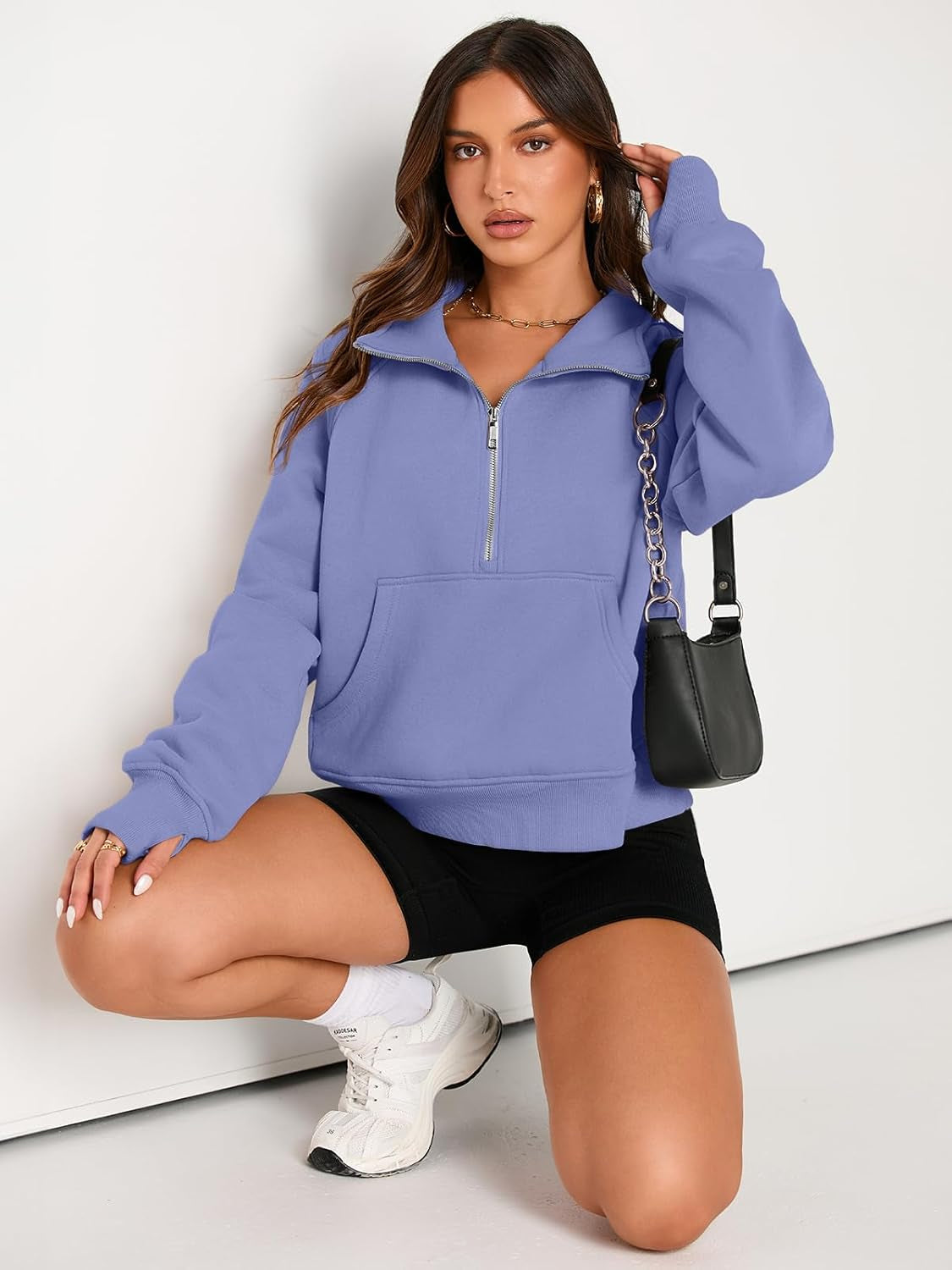 Cozy Half Zip Cropped Pullover Top - Image 3
