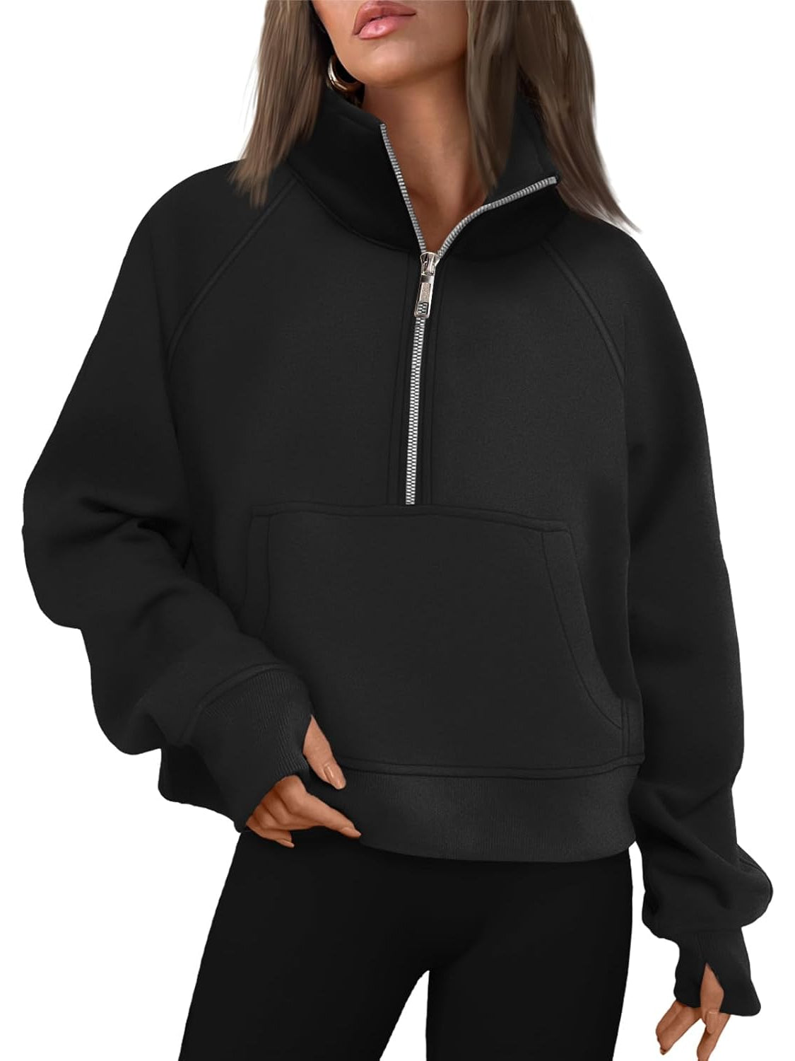 Cozy Half Zip Cropped Pullover Top - Image 9
