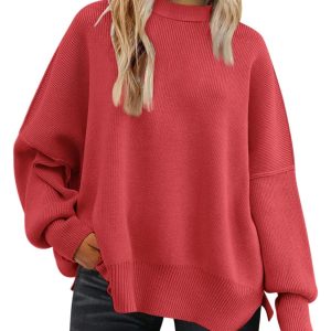 Ribbed Knit Batwing Sweater For Woman