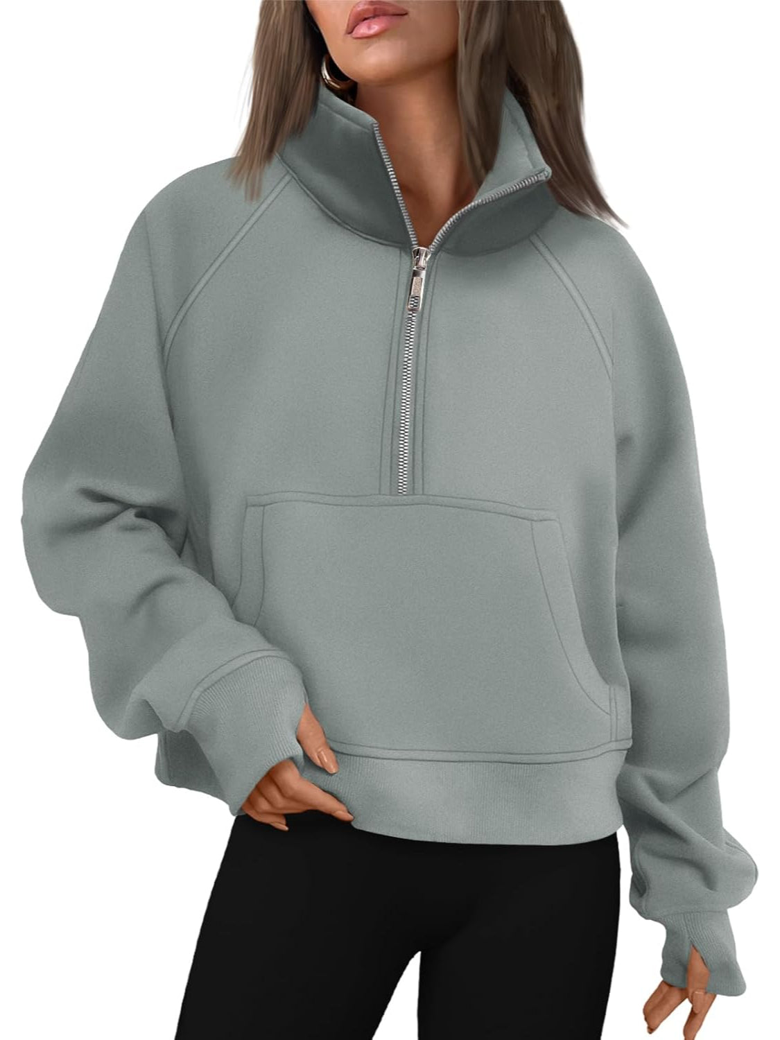 Cozy Half Zip Cropped Pullover Top - Image 13