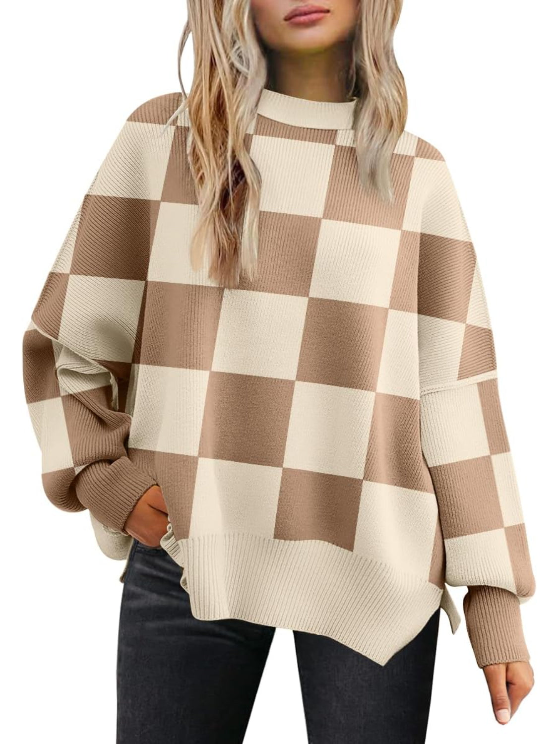 Casual Oversized Batwing Knit Sweater - Image 5