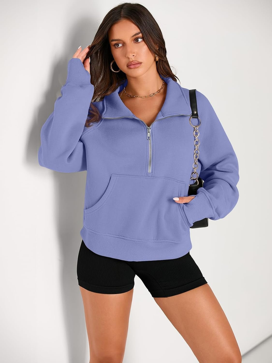 Cozy Half Zip Cropped Pullover Top - Image 2