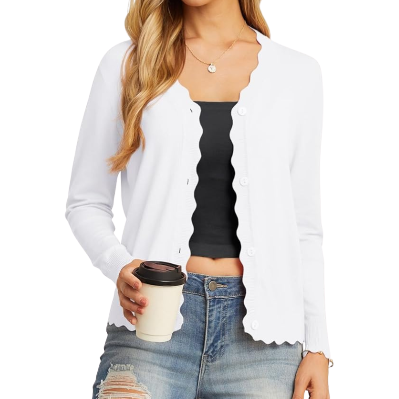 Long Sleeve Knit Design Cardigan With Button For Women - Image 5