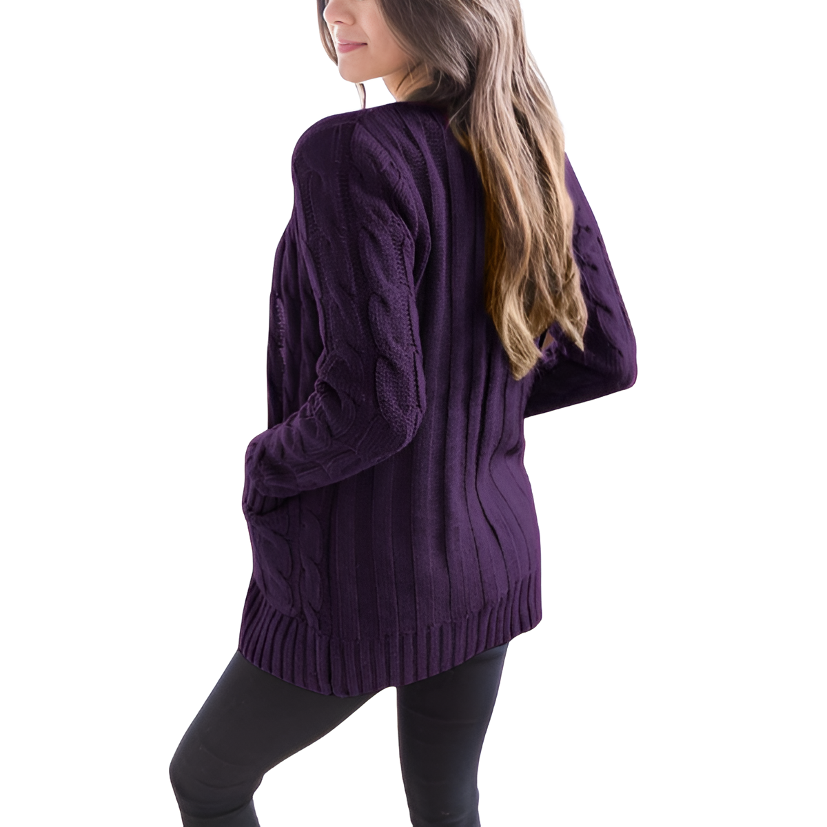 Cable Knit Button Front Open Cardigan - Image 20