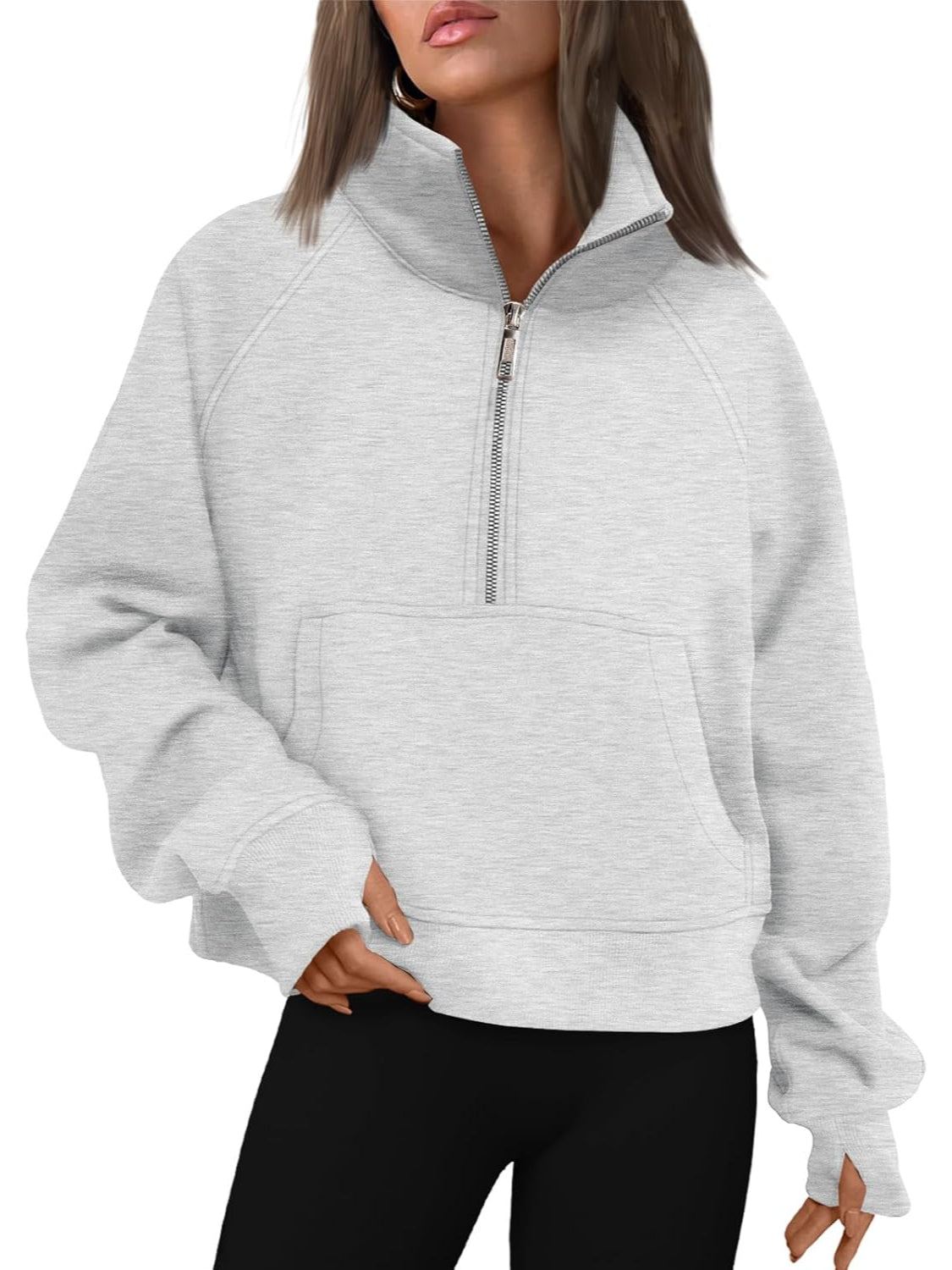 Cozy Half Zip Cropped Pullover Top - Image 15