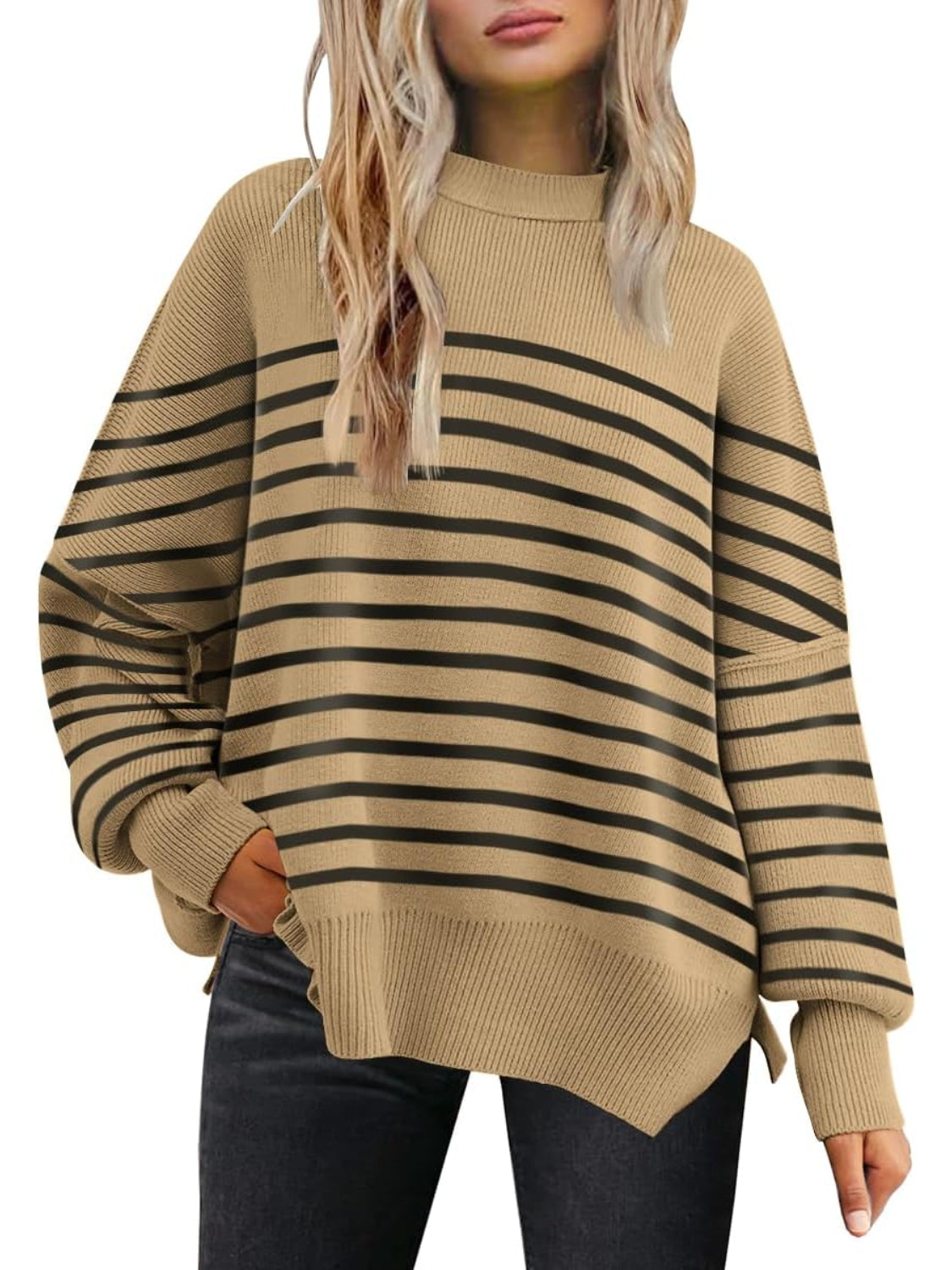 Casual Oversized Batwing Knit Sweater - Image 4