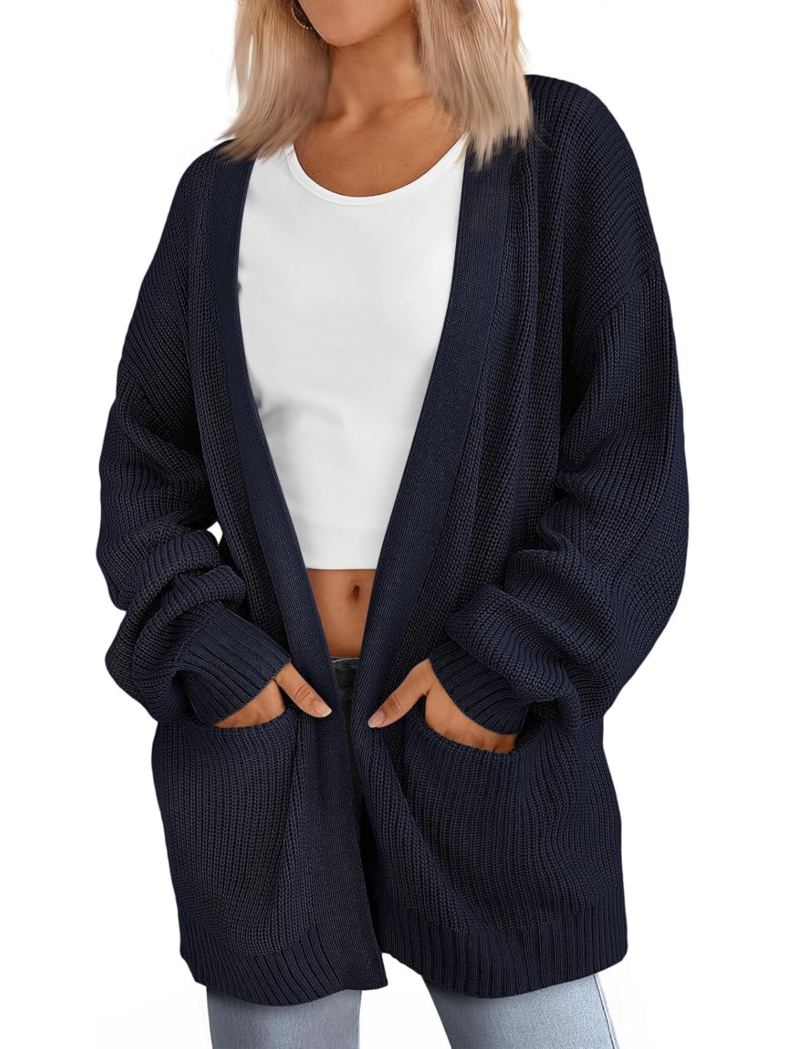 Cozy Oversized Knit Cardigan For Woman - Image 8