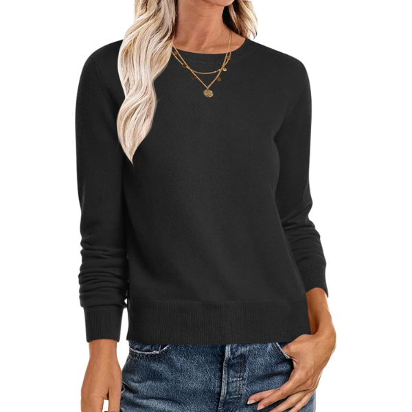 Soft Basic Long Sleeve Crew Knit Pullover Sweater Top With Loose Fit Style - Image 11