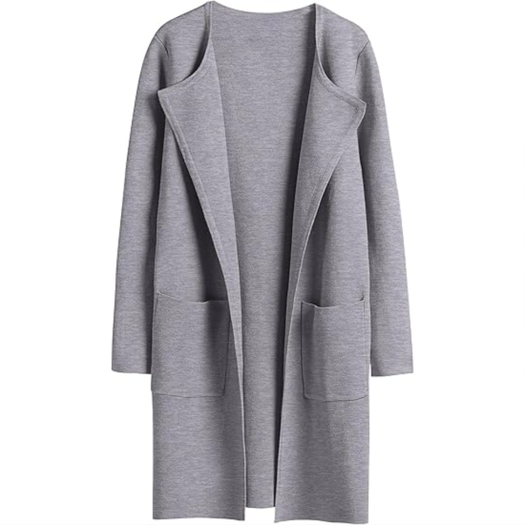 Open Front Knit Long Cardigan Coat With Pockets For Women - Image 9