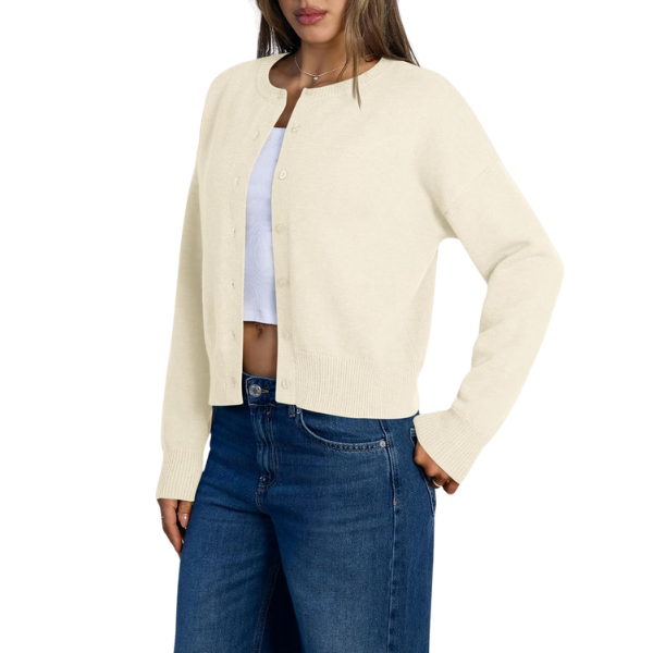 Cropped Lightweight Button Front Cardigan Sweater For Women - Image 6