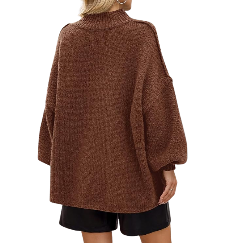 Oversized Ribbed Casual Sweater With Long Batwing Sleeve For Women - Image 6