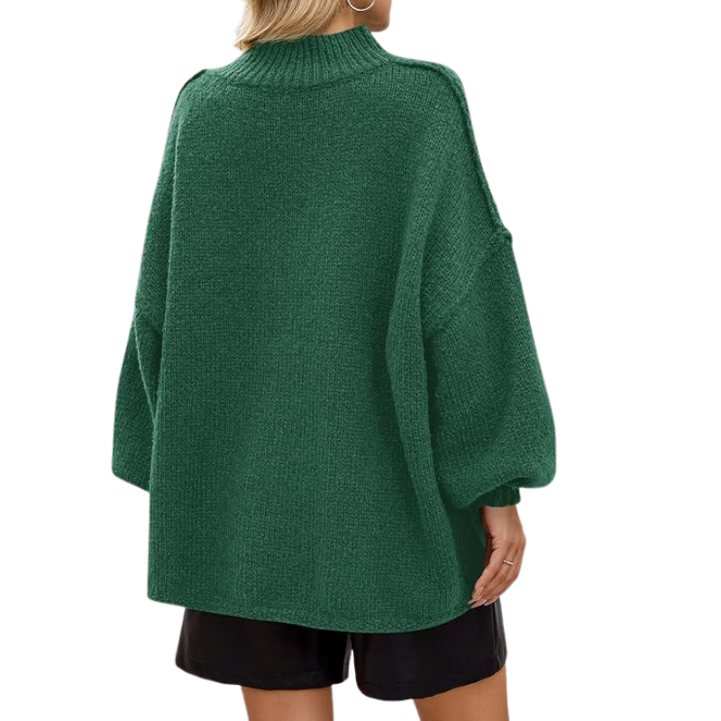 Oversized Ribbed Casual Sweater With Long Batwing Sleeve For Women - Image 16