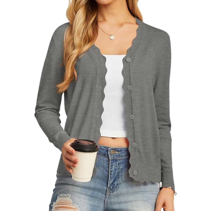 Long Sleeve Knit Design Cardigan With Button For Women - Image 7