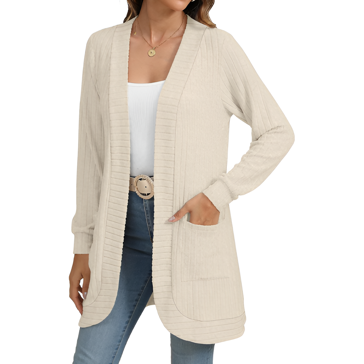 Women Long Sleeve Open Front Cardigan Casual Lightweight Long Cardigans Loose Knit Outwear with Pockets - Image 40