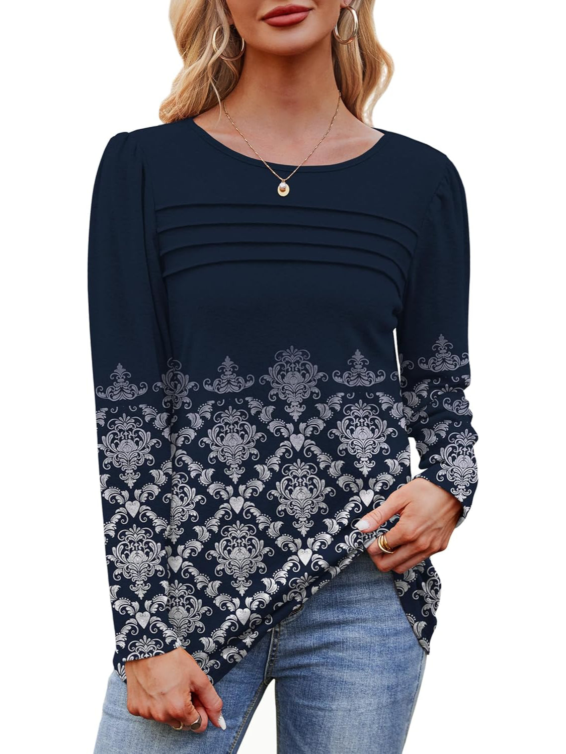 Casual Floral Printed Pullover Top - Image 3