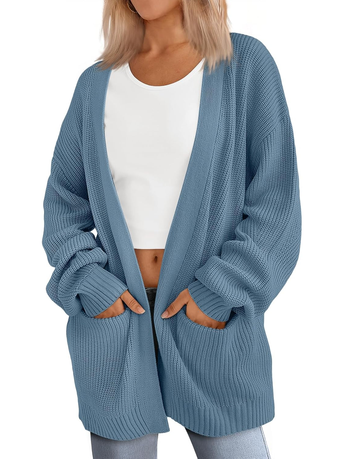 Cozy Oversized Knit Cardigan For Woman - Image 10