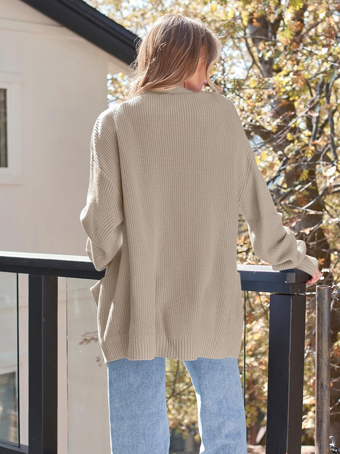 Cozy Oversized Knit Cardigan For Woman - Image 4