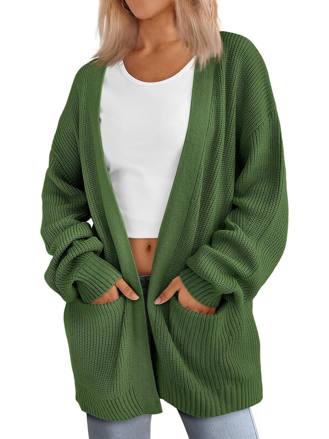 Cozy Oversized Knit Cardigan For Woman - Image 11