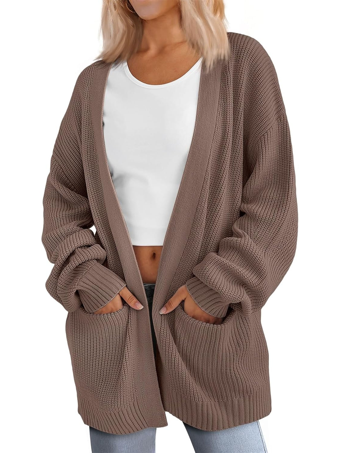 Cozy Oversized Knit Cardigan For Woman - Image 6