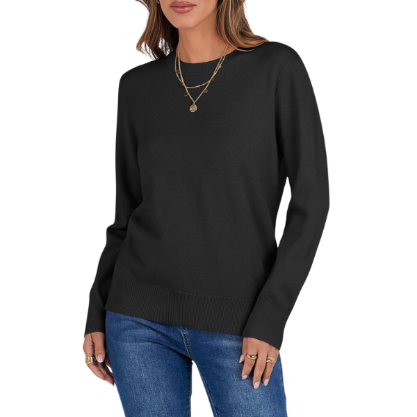 Soft Basic Long Sleeve Crew Knit Pullover Sweater Top With Loose Fit Style - Image 10