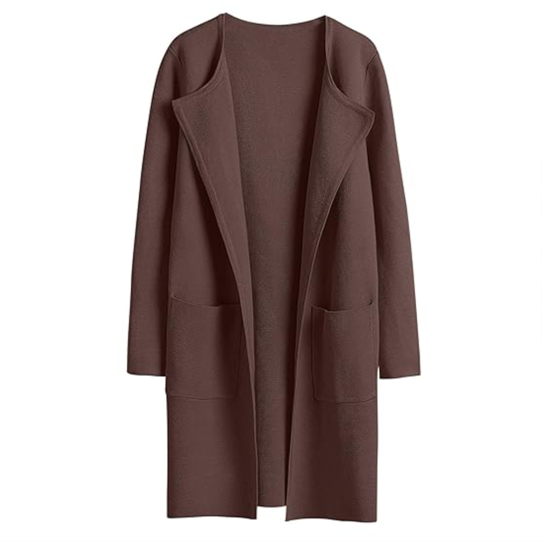 Open Front Knit Long Cardigan Coat With Pockets For Women - Image 8