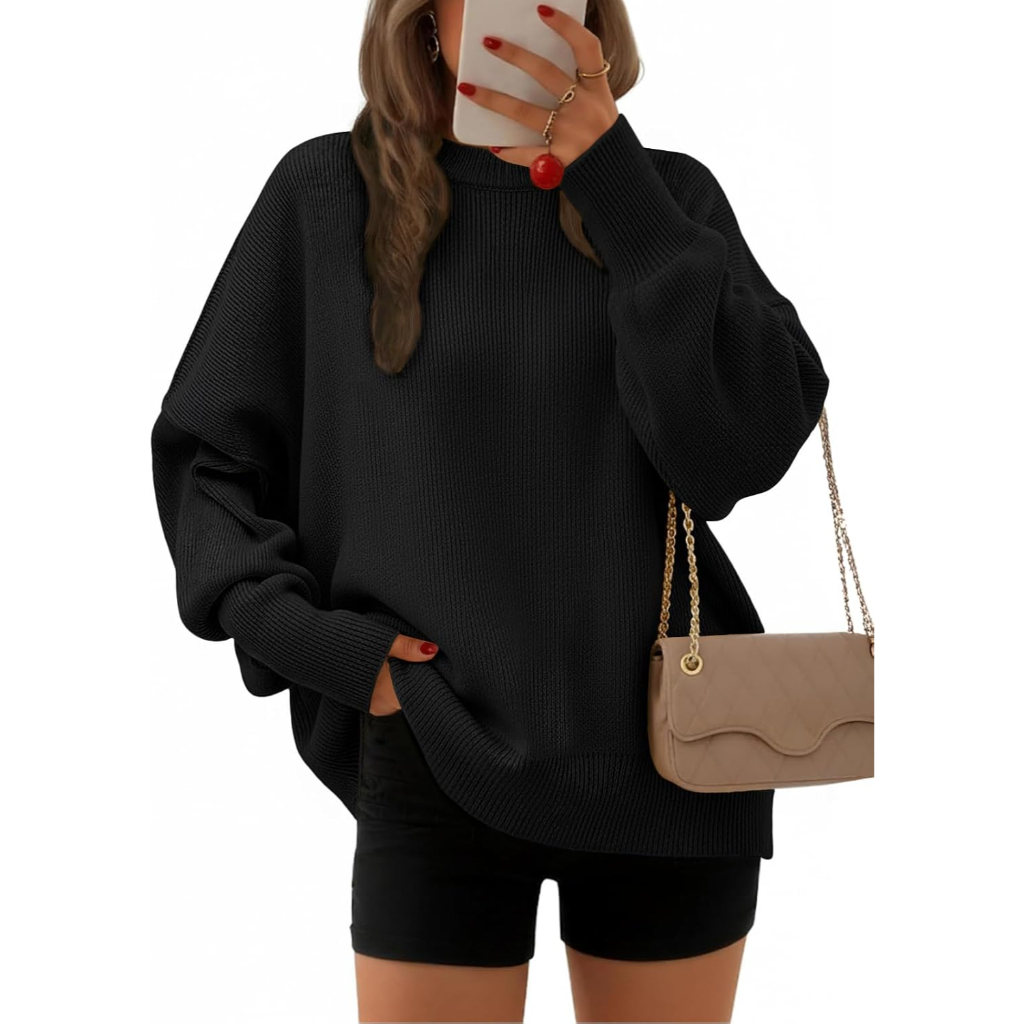 Oversized Batwing Sleeve Knit Pullover Sweater For Women - Image 6