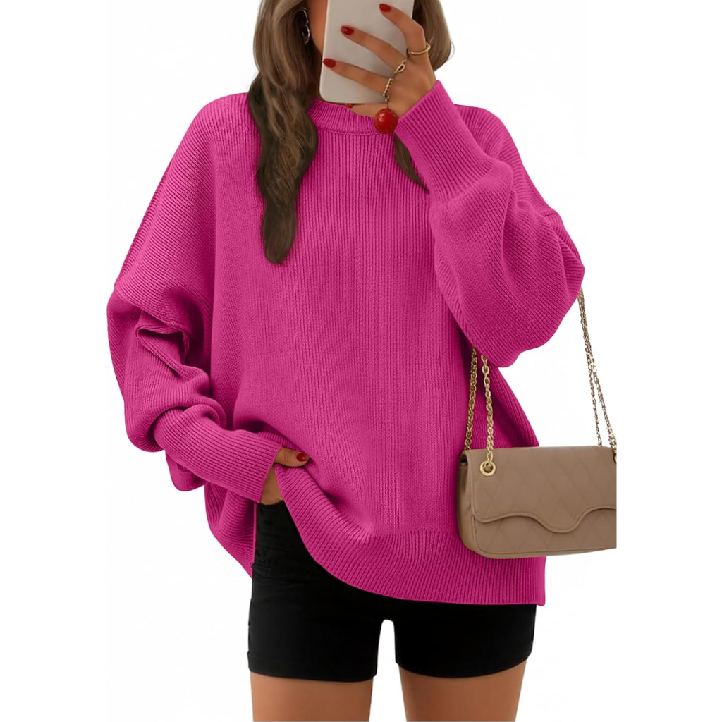 Oversized Batwing Sleeve Knit Pullover Sweater For Women - Image 14