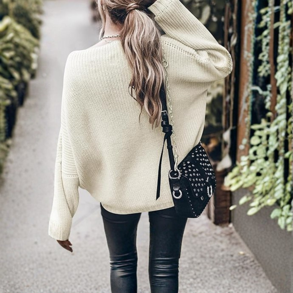Oversized Chunky Knit Sweater With Batwing Sleeve For Women - Image 16