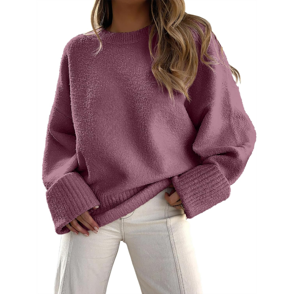 Chunky Style Soft Fuzzy Knit Oversized Long Sleeve Sweater For Women - Image 5
