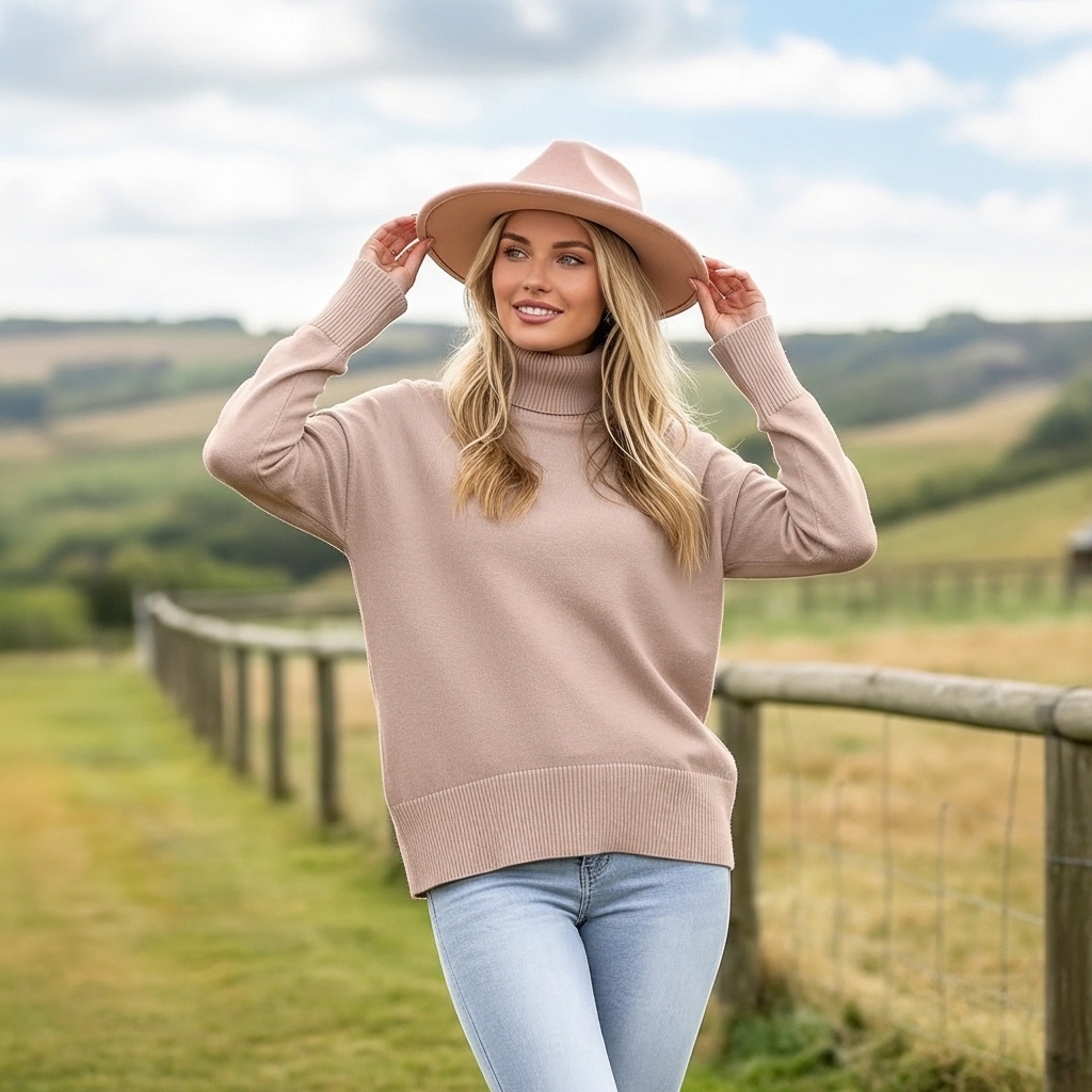 Oversized Chunky Knitted Sweater For Women With High Hem - Image 12