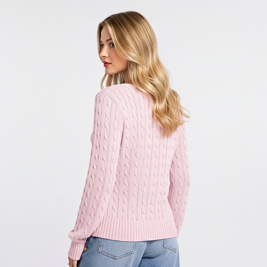 Long Sleeve Cable Knitted Design Sweater For Women - Image 14