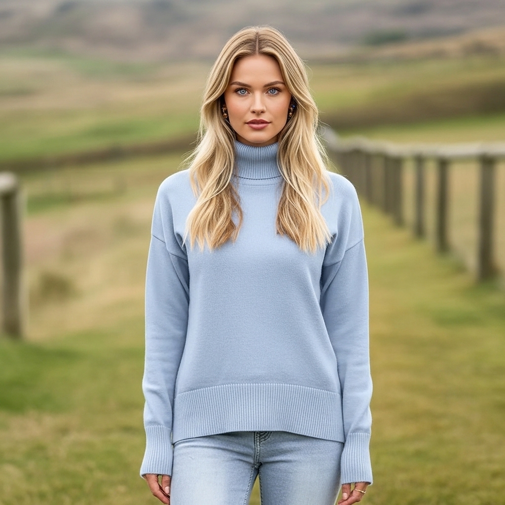 Oversized Chunky Knitted Sweater For Women With High Hem - Image 10