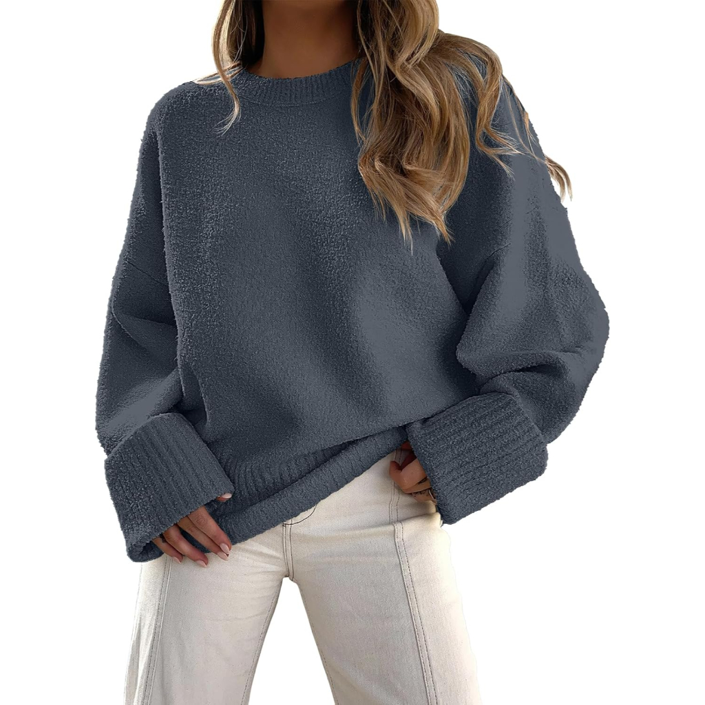 Chunky Style Soft Fuzzy Knit Oversized Long Sleeve Sweater For Women - Image 3