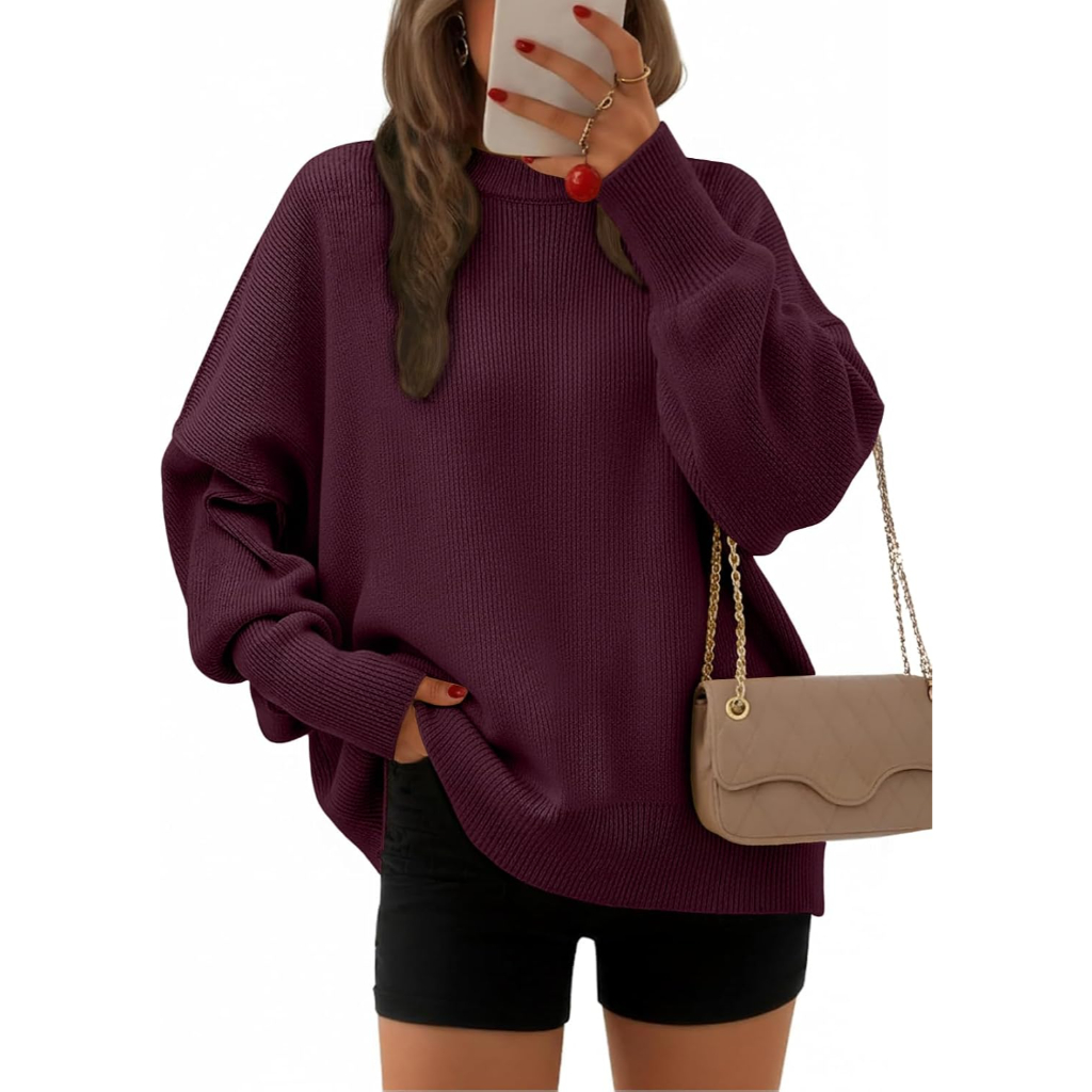 Oversized Batwing Sleeve Knit Pullover Sweater For Women - Image 12