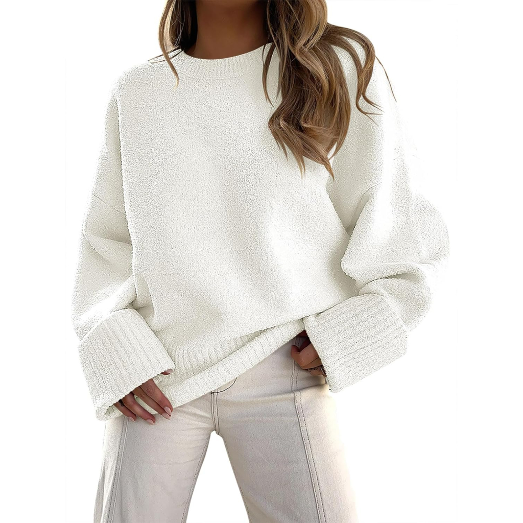 Chunky Style Soft Fuzzy Knit Oversized Long Sleeve Sweater For Women