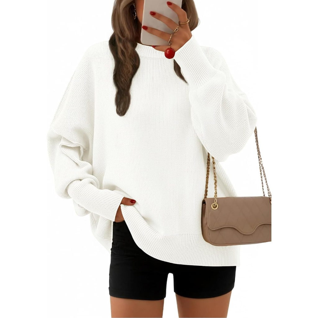 Oversized Batwing Sleeve Knit Pullover Sweater For Women - Image 9