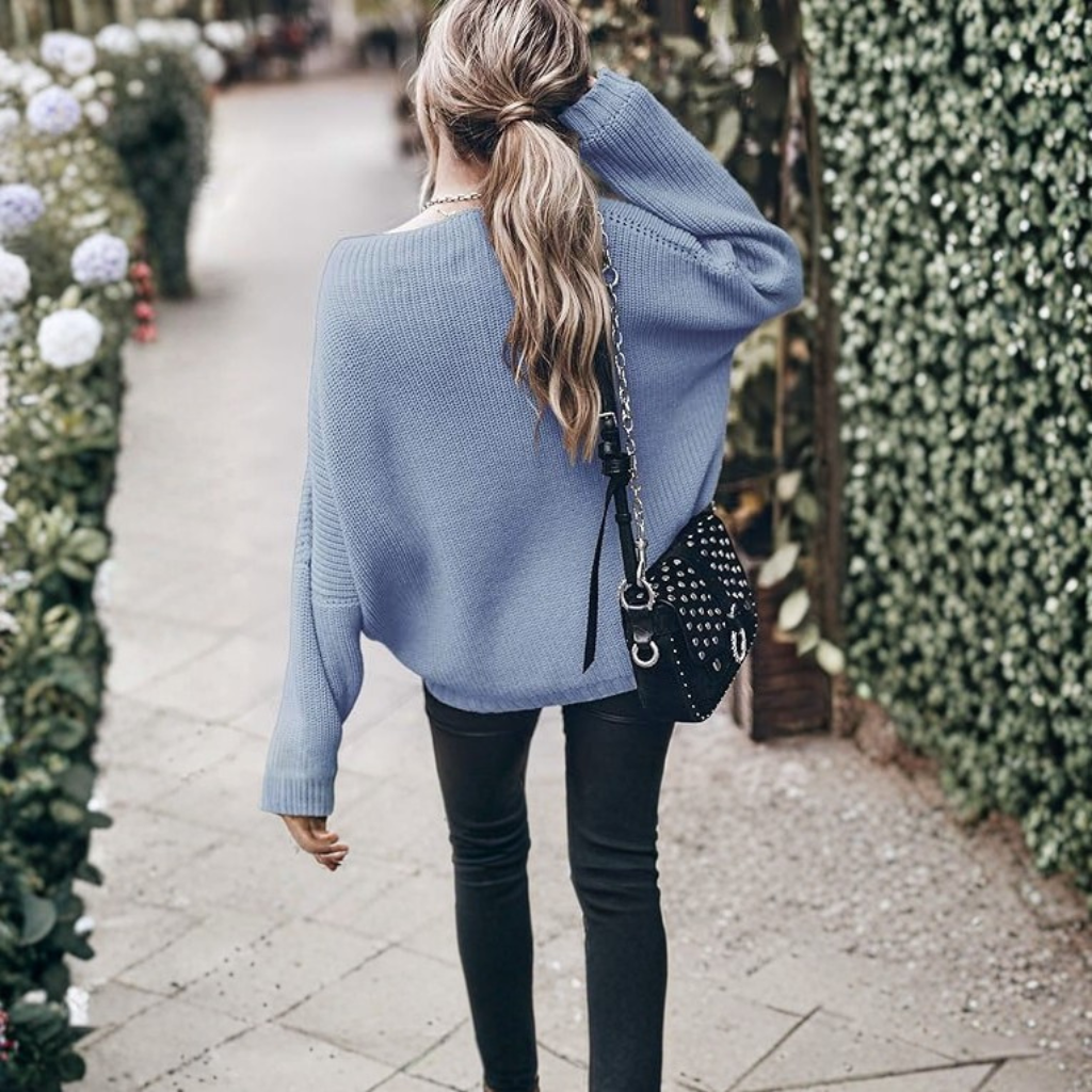 Oversized Chunky Knit Sweater With Batwing Sleeve For Women - Image 19