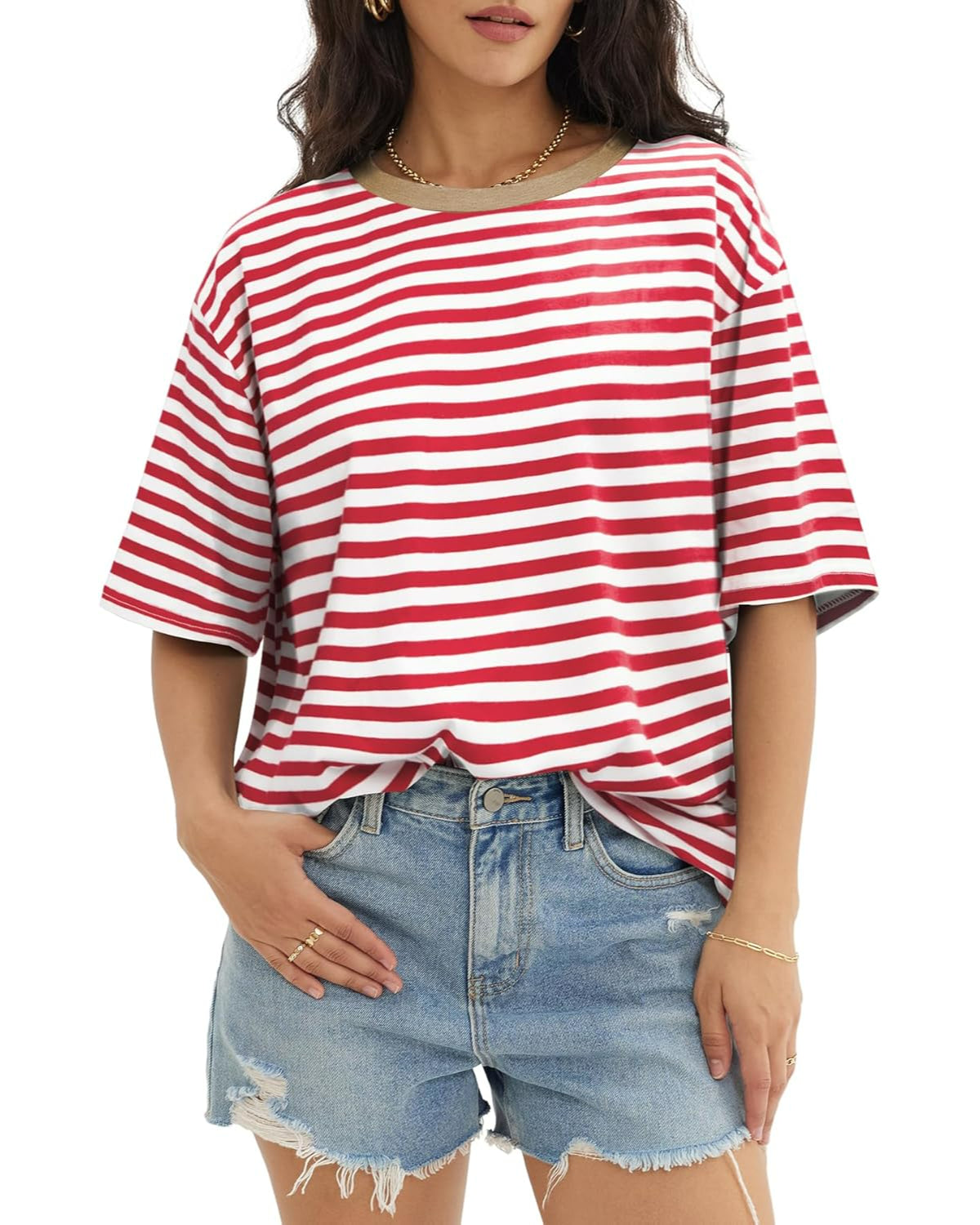 Casual Loose Fit Tops With Short Sleeves And Pullover Design - Image 4