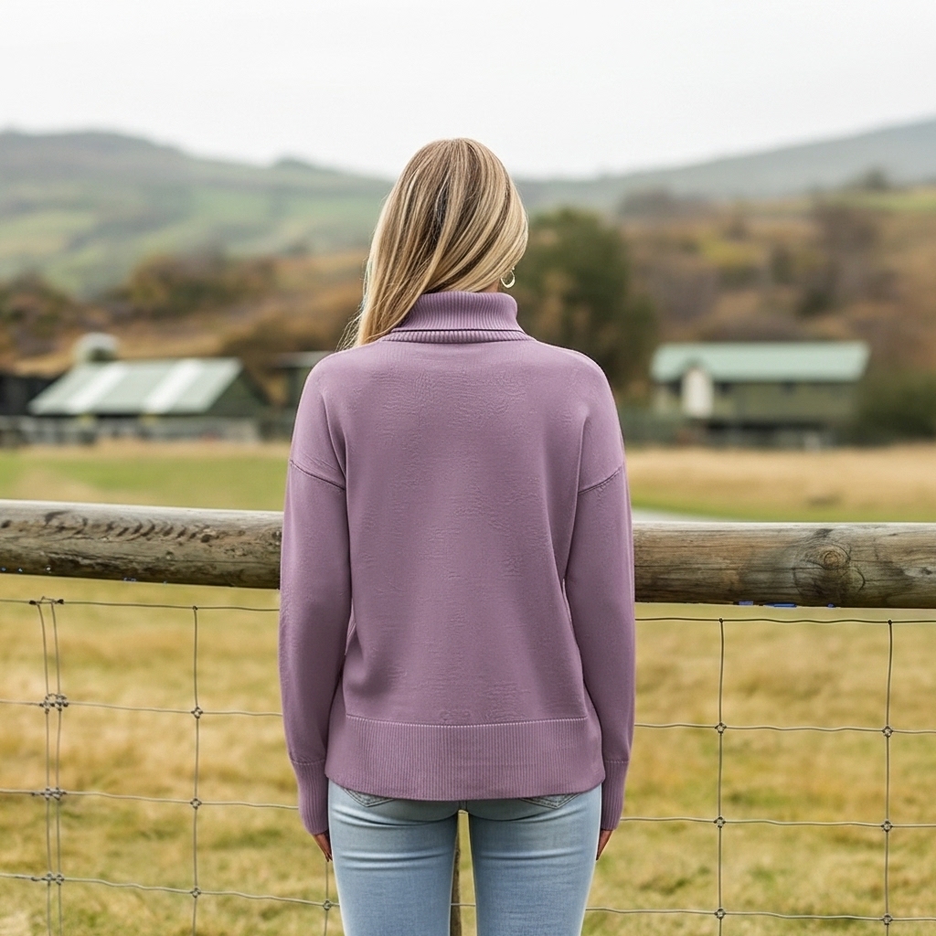 Oversized Chunky Knitted Sweater For Women With High Hem - Image 15