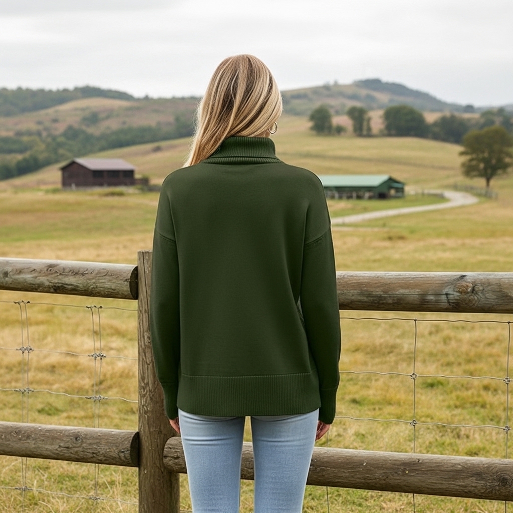 Oversized Chunky Knitted Sweater For Women With High Hem - Image 18